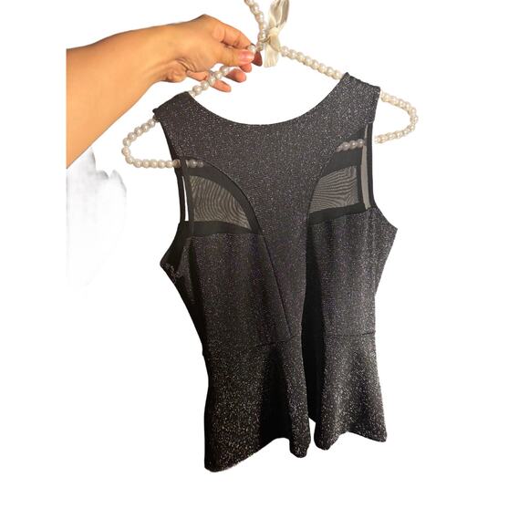 GUESS Size Small Black Sparkling Sleeveless Top Peplum Top Blouse New Years Eve - Picture 3 of 11